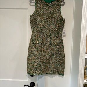 Alexia Admor Green and Gold Textured Dress